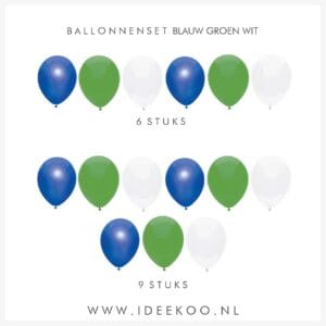 Ballonnen blauw/groen/wit