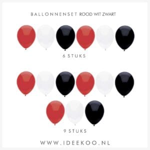 Opblaasbare ballonnen rood/wit/zwart